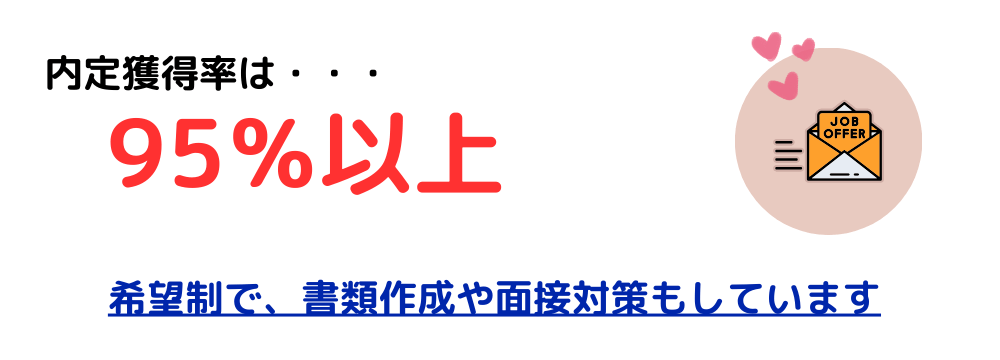 内定獲得率は95％超